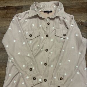 Blu Pepper Tan Polka Dot Shacket